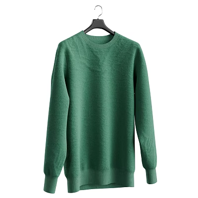Green Sweater With Round Neck Long Sleeves And Soft Knit Fabric 3d model