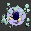 Stylish Pink Haired Character In Blue Beanie With Green Leaf Plants Bubbles And Peace Sign