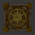 Vintage Gear Decorative Cube Storage Box With Golden Accents And Metal Details