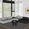 Modern Minotti Multiplayer Sofa Combination Oval Coffee Table Hanging Picture 3d model