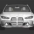 White BMW M Coupe With Blue Red Stripes Rear Spoiler And Sporty Design