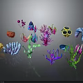 Colorful Coral Reef Animals With Various Vibrant Shapes And Bright Colors