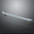 Long Smooth Metal Handrail With Supports And Reflective Finish On Dark Background
