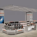 Mall Counter Retail Display With Shelves And Various Accessories Showcase Design
