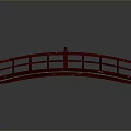 Curved Arched Bridge With Red Railings And Wooden Deck Design