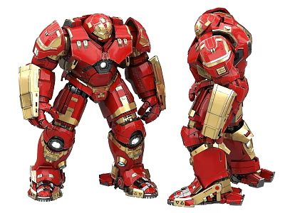 Red And Gold Intelligent Machine With Armored Exterior Glowing Core And Mechanical Details 3d model