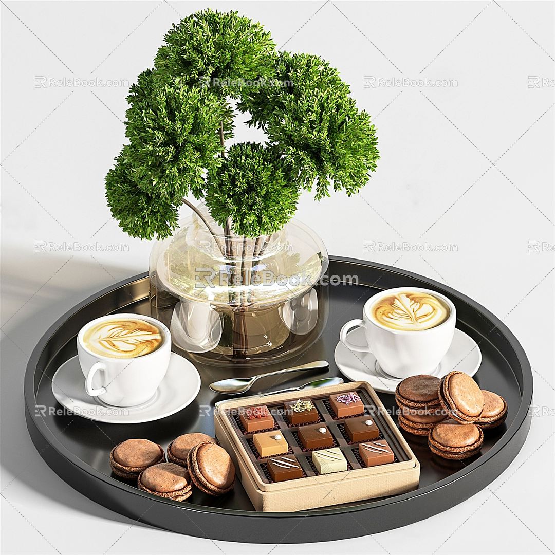 Modern Food Macarons Chocolate Cappuccino 3d model