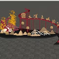 Photo Check In Spot With Red Structure Dragon Sculpture Mountain Motifs Under Blue Sky
