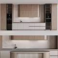 Modern Sleek Kitchen Interior With Light Wood And White Cabinets Sink And Countertop