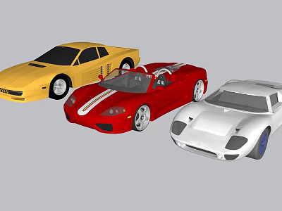 Colorful Luxury Sports Cars Featuring Yellow Red And White Designs 3d model