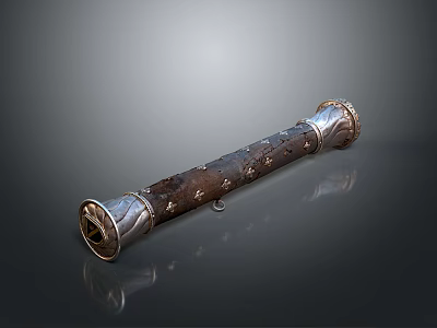 Animal Pattern Decorative Long Object With Shiny Metal Ends And Dark Intricate Design 3d model