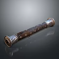 Animal Pattern Decorative Long Object With Shiny Metal Ends And Dark Intricate Design