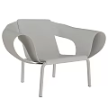 Gray Modern Leisure Chair With Curved Arms And Sleek Metal Legs Design