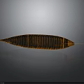 Leaf Shaped Brown Wooden Boat Showcasing Natural Wood Grain On Gray Background