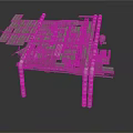 Space Station Structure With Metal Framework Platforms And Support Columns