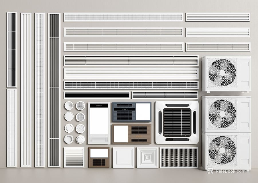 Air Conditioner Vents With Various Designs And Different Sizes For Home And Office Use 3d model 