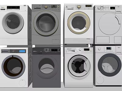 Various Styles Colors And Modern Designs Of Home Washing Machines 3d model