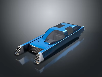 Futuristic Blue Concept Vehicle With Streamlined Design Transparent Windows And Aerodynamic Base 3d model