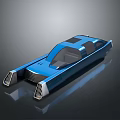 Futuristic Blue Concept Vehicle With Streamlined Design Transparent Windows And Aerodynamic Base