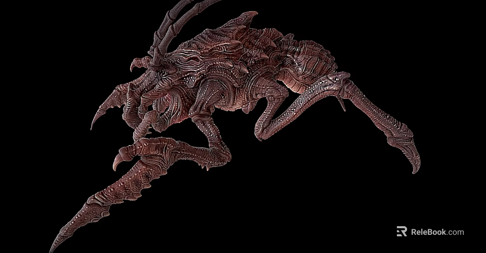 Alien Creature Character Model With Detailed Exoskeleton Sharp Claws And Intricate Textured Design 3d model
