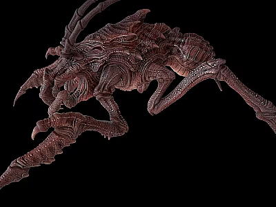 Alien Creature Character Model With Detailed Exoskeleton Sharp Claws And Intricate Textured Design 3d model