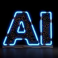 AI Letter Design With Circuit Board Pattern And Blue Neon Lights 3d model