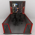 Console Game Store Interactive Gaming Experience With Large Screen Simulation Gun And Red Black Fence 3d model