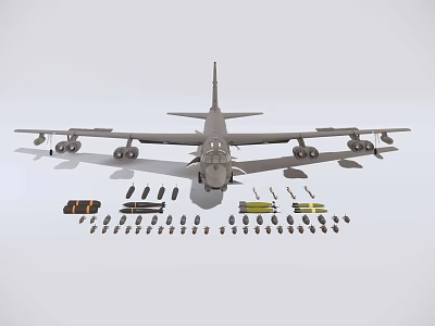 Detailed Fighter Jet Model with Various Weapons and Military Equipment 3d model