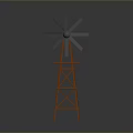 Industrial Windmill Equipment with Metal Blades and Orange Steel Support Structure
