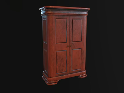 Elegant Dark Brown Wooden Wardrobe With Double Door And Detailed Design 3d model