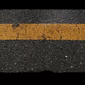 Yellow Traffic Line With Cracks On Black Asphalt Road Surface 3d model