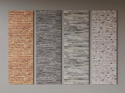 Various Textured Wall Panels For Interior Decoration With Brick Stone And Colorful Designs 3d model