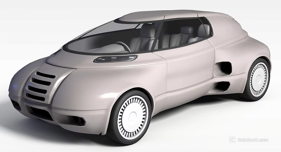 Silver Futuristic Car With Streamlined Body Design And Distinctive Wheel Details 3d model 