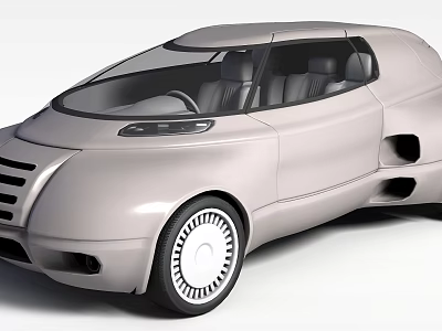 Silver Futuristic Car With Streamlined Body Design And Distinctive Wheel Details 3d model