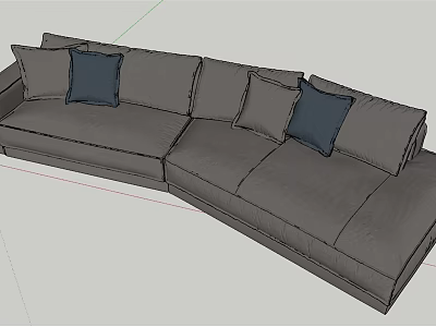 Modern Gray Sectional Sofa With Soft Cushions And L Shaped Design 3d model