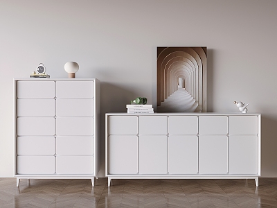 Cream Style Entrance Cabinet Side Cabinet Cream Sideboard Storage Cabinet Nordic Tea Cabinet Chipper of Drawers Solid Wood Storage Drawer Vertical Cabinet 3d model