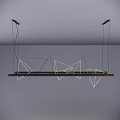Modern Hanging Chandelier With Geometric Lines And LED Strip Lights For Contemporary Interior Space