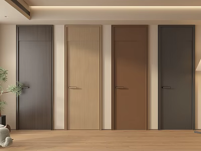 Modern Minimalist Hinged Doors In Various Colors With Sleek Handles For Interior 3d model