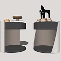 Modern Bedside Tables with Decorative Horse Figurine and Textured Panels