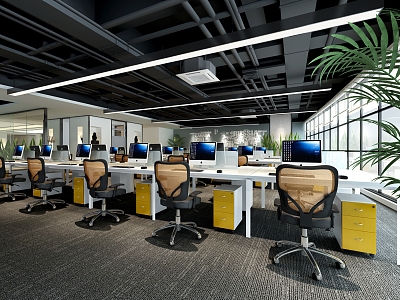 Modern public office area Open office area 3d model