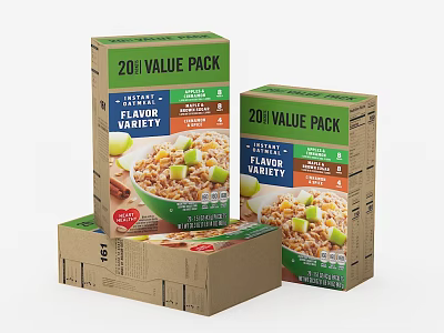 Fiber Cereal 20 Count Value Pack With Flavor Variety Apple Cinnamon And Honey Oat 3d model