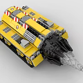 Building Block Yellow Tank Model With Tracks Black Cannon And Spiked Front