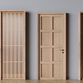 Solid wood single door swing door Japanese style log wind sliding door solid wood sliding door 3d model