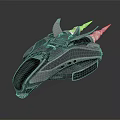Futuristic Metallic Mechanical Vehicle With Spiked Wings Sleek Surface And Cockpit Structure