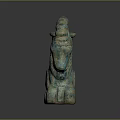 Ancient Egyptian Turquoise Glazed Ceramic Ram Sculpture With Decorative Horns And Base