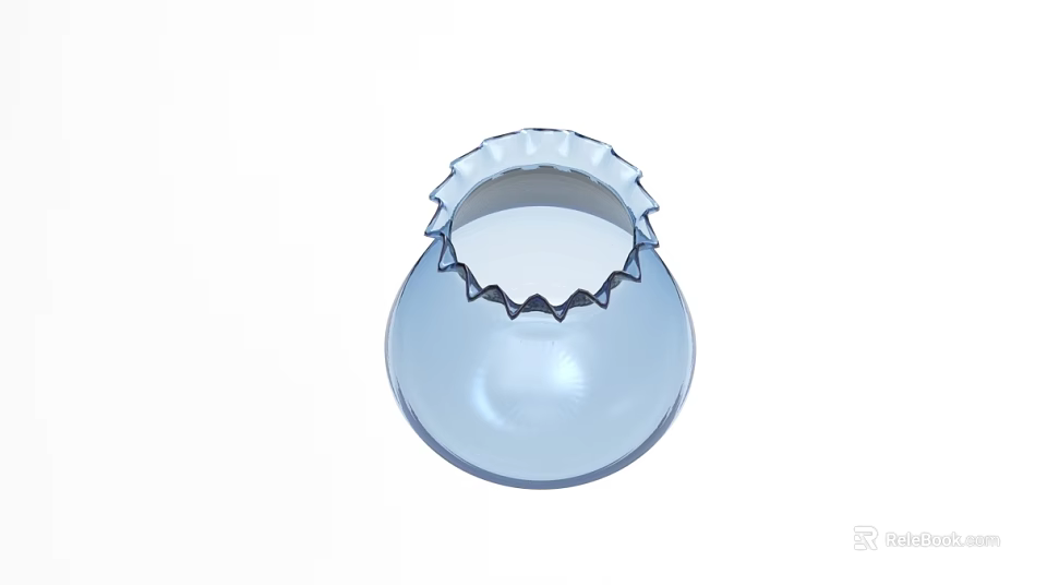 Blue Transparent Bottle Cap With Serrated Edge And Circular Base Design 3d model 