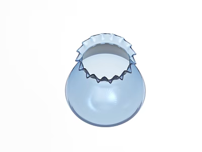 Blue Transparent Bottle Cap With Serrated Edge And Circular Base Design 3d model
