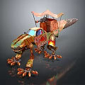 Creative Mechanical Dinosaur Model With Cab Four Claws And Colorful Canopy Design 3d model