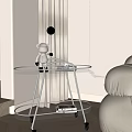 Modern Minimalist Rolling Side Table With Metal Frame And Wooden Shelves On Wheels