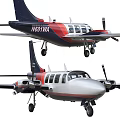 VERTIVIA Passenger Aircraft With Red Blue Stripes White Body And Twin Propellers